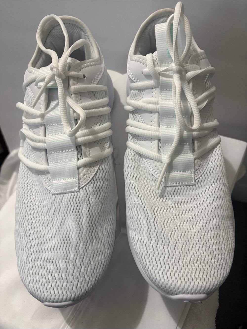 Puma All-White Lightweight Mesh Athletic Sneakers